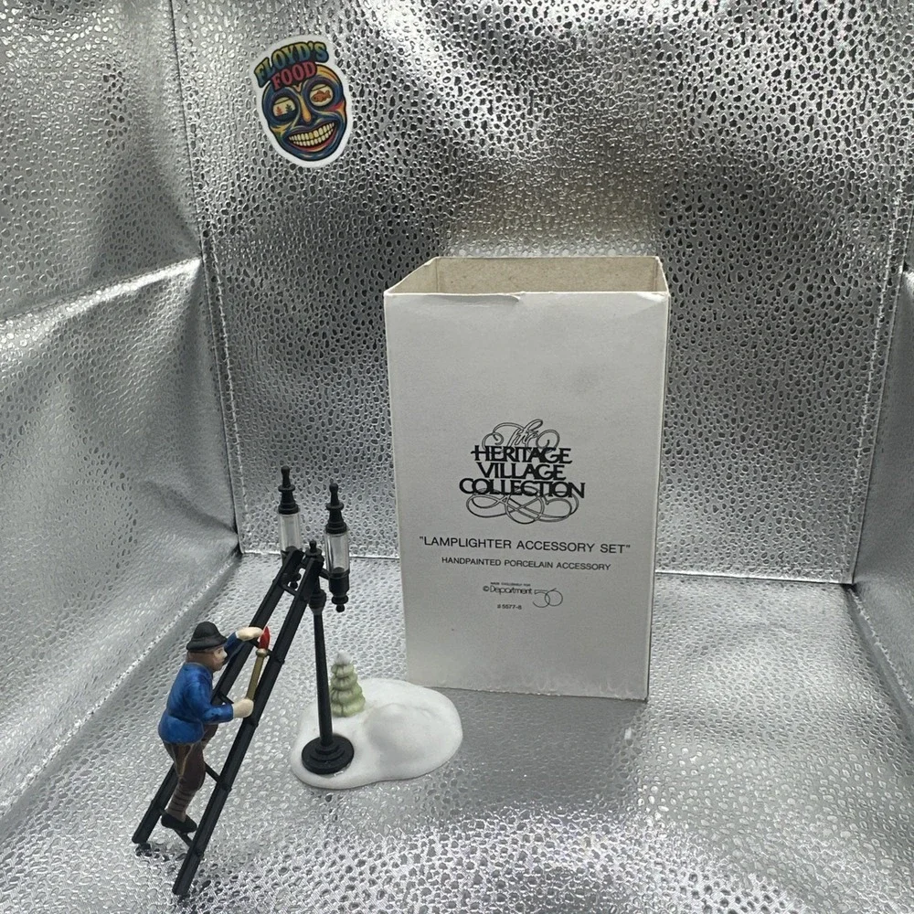 Department 56 Heritage Village Collection Lamplighter Accessory Set #5577-8, 3pc